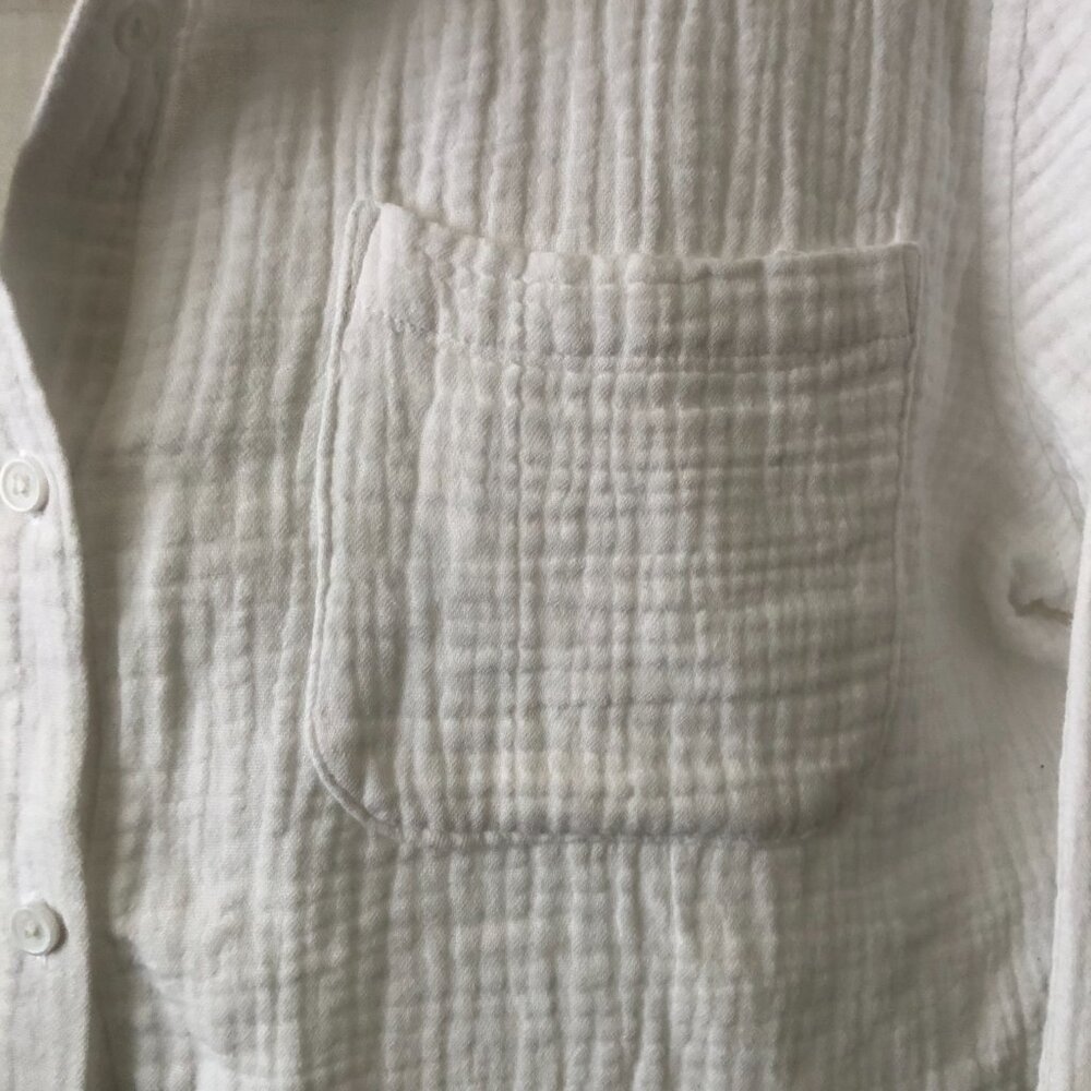 ANNE KLEIN JEANS WHITE BUTTON DOWN CRINKLE GAUZE SHIRT 100% COTTON M NWOT - Picture 9 of 11
